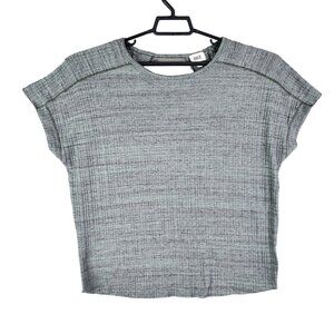 Women's Gray Green BKE  Top Round Neck Short Sleeve Crisscross Back Design L
